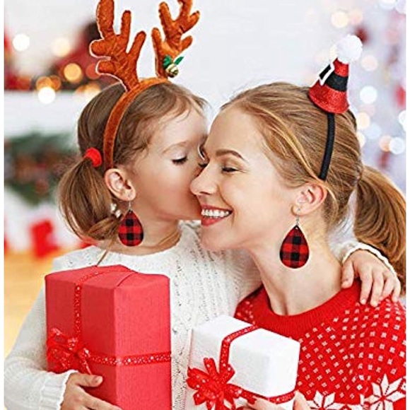 Earrings buffalo plaid teardrop NEW - Picture 2 of 4